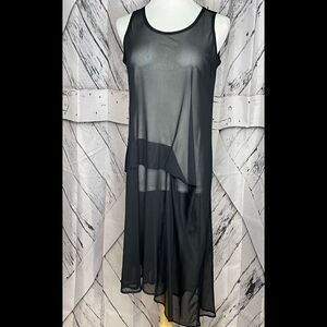 Comfy USA Black Sheer Mesh Asymmetric Tunic/Dress S & XS